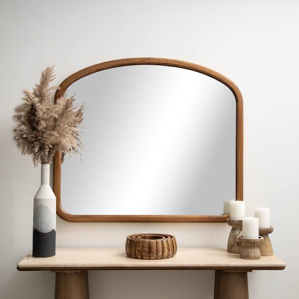 Roche River Decor - Wood Handmade Handmade Wall Mirror with Natural Wood Grains and Deep Set Frame- Brown or Black