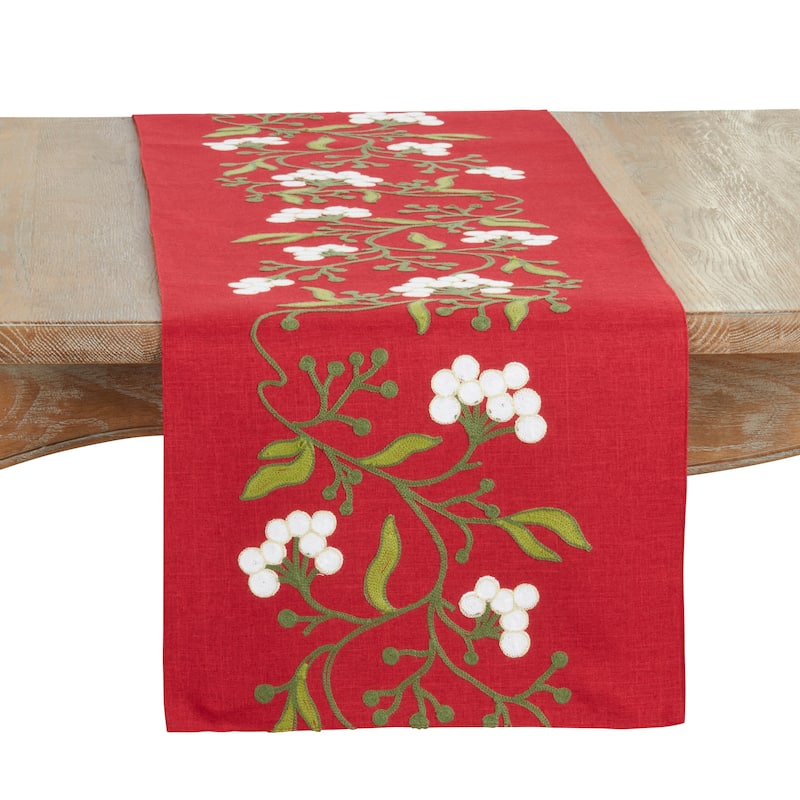 Mistletoe Table Runner - 16"x70" - Red - 16"x70"
