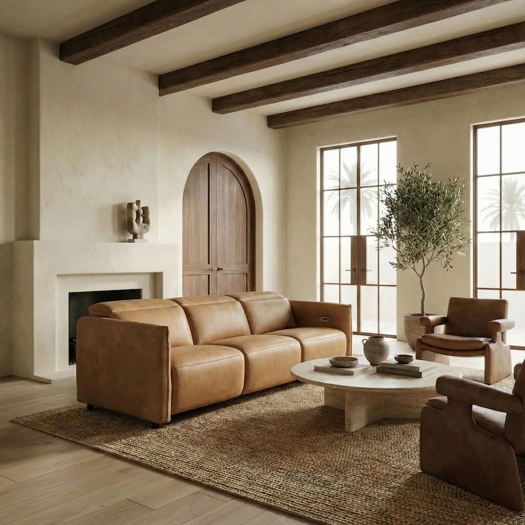 SAFAVIEH Couture Doug Reclining Sofa with USB Port, Living Room Couch with Dual Recline - 107"W x 42"D x 30"H
