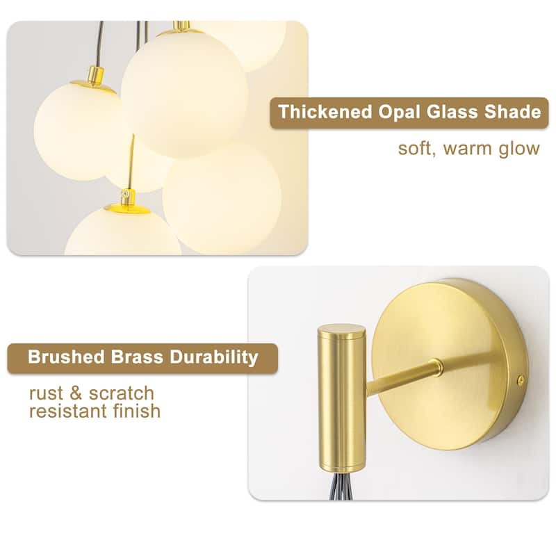 6-Light Hanging Milky Glass Globe Wall Sconce Modern Living Room