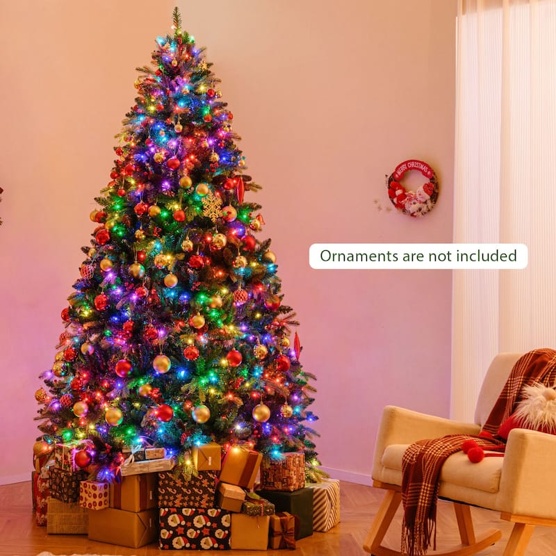 Costway 5/6/7/8 FT Artificial Christmas Tree with 250/370/500/650 RGB - Green - See Details