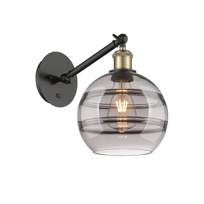 Innovations Lighting 317-1W-10-8 Rochester Sconce Rochester 10" Tall - Black Antique Brass / Smoked