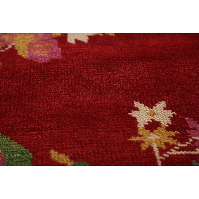 Red Floral Heriz Serapi Indian Area Rug Handmade Wool Carpet - 7'10" x 9'9"
