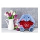 preview thumbnail 5 of 4, DolliBu I LOVE YOU Super Soft Baby Blue Rabbit Plush with Red Shirt - 8 inches