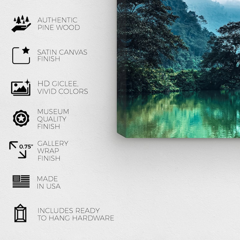 Wynwood Studio Canvas Nature and Landscape Fresh River View Green and Modern & Contemporary Wall Art Canvas Print