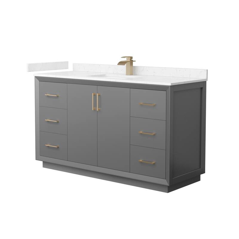 Wyndham Collection WCF414160S-VCA-UNSMXX Strada 60" Free Standing - Dark Gray / Carrara Cultured Marble Top / Satin - Painted