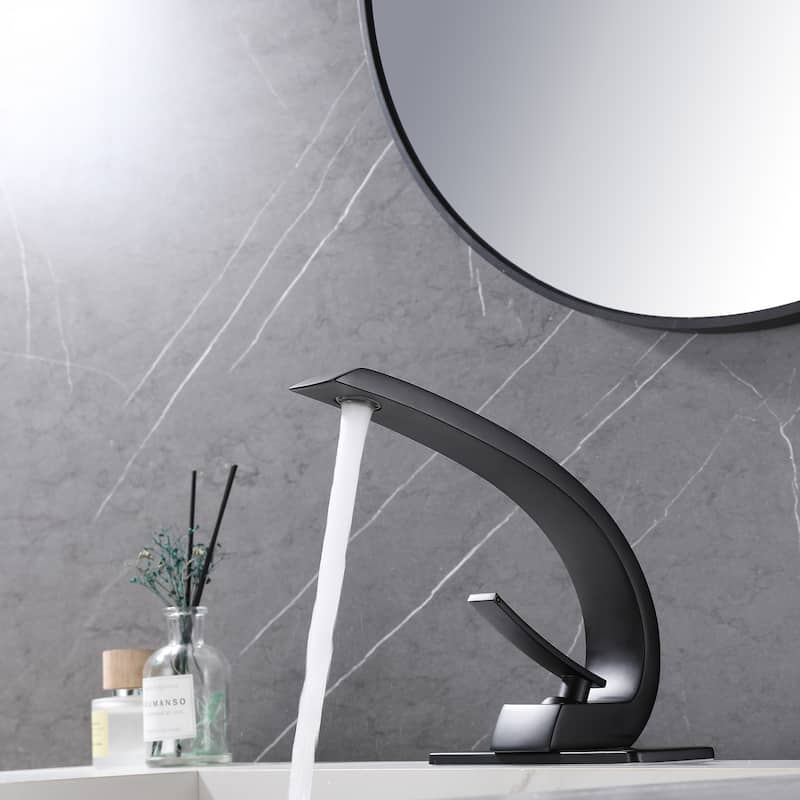 Single Handle Bathroom Faucet with Pop-up Drain Brass 1 Hole Modern Bathroom Sink Vanity Faucets with Deck Plate