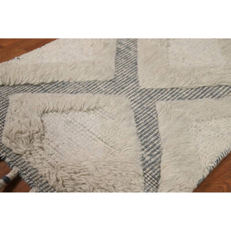 Geometric Moroccan Oriental Foyer Rug Handmade Wool Carpet - 2'0"x 3'0"