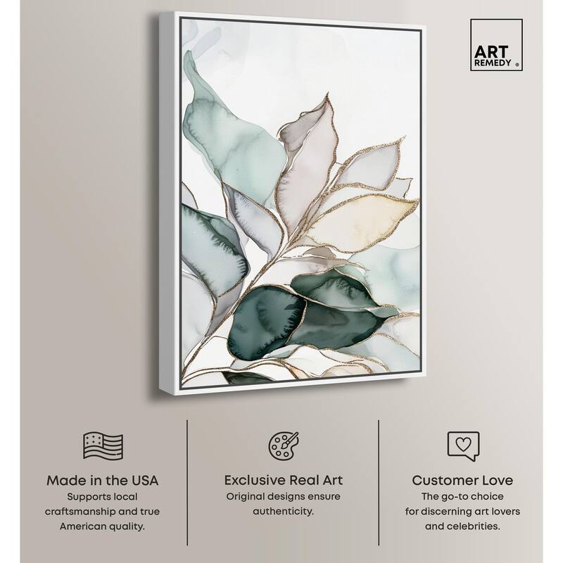 Pastel Leaves with Gold I Canvas by Art Remedy