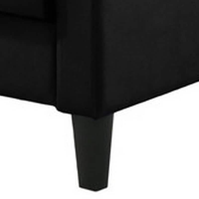 Oz 28 Inch Modern Accent Armchair with Foam Cushion, Tufted Black Velvet