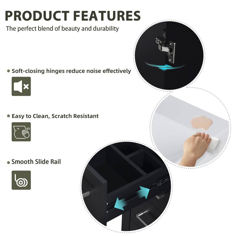 Roomfitters 72" Freestanding Bathroom Vanity with Ceramic Sink, Wood Double Sink Storage Cabinet with Soft Close Drawers