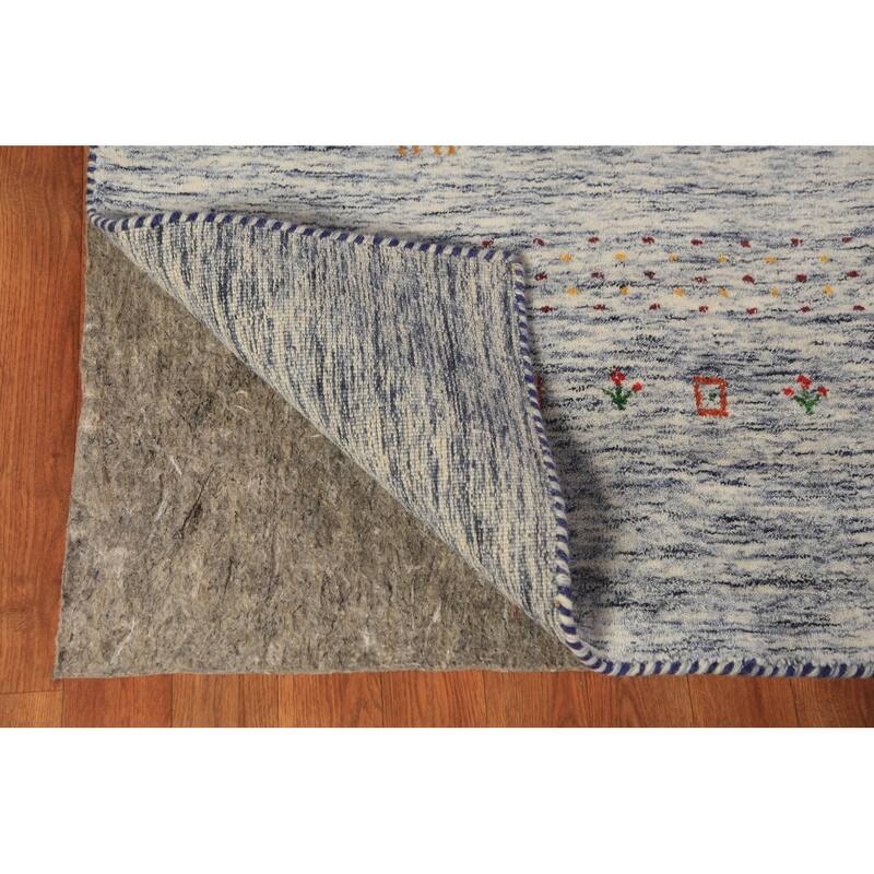 Tribal Striped Gabbeh Oriental Area Rug Hand-Knotted Wool Carpet - 7'10" x 9'7"