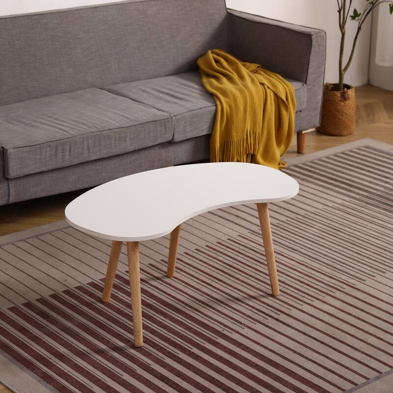 Nut Shape Coffee Table with Solid Wood Legs