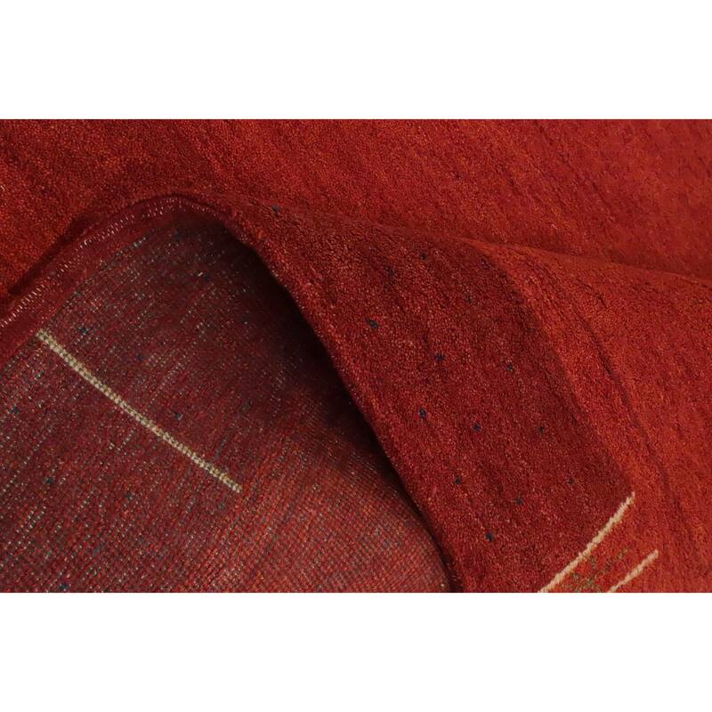 Hand Knotted Oriental 100% Wool Carpet Modern Modern Oranges & Rust Gabbeh Area Rug - 6' 5'' X 6' 5''