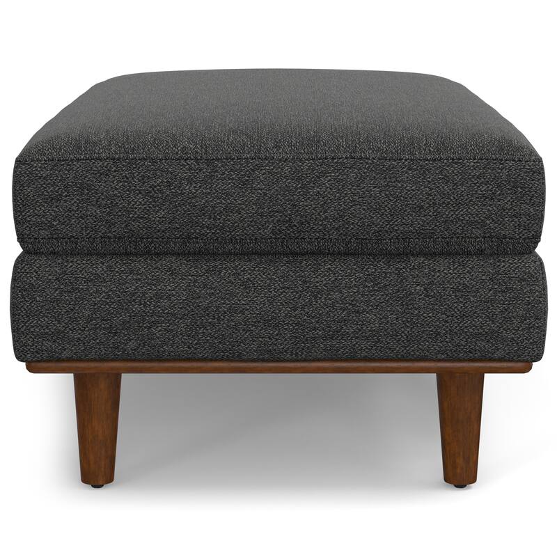 Morrison Large Rectangular Ottoman in Charcoal Grey Woven-Blend Fabric