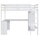 preview thumbnail 7 of 20, Full Loft Kids Bed with L-shaped Desk, Wardrobe, Storage Shelves, Integrated Ladder, Guardrails & secured wood slats, White