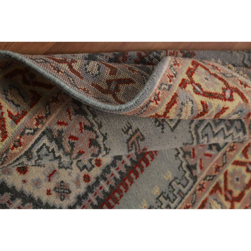 Hand Knotted Oriental 100% Wool Carpet Traditional Geometric Greys & Charcoal Viss Area Rug - 6' 0'' X 4' 0''