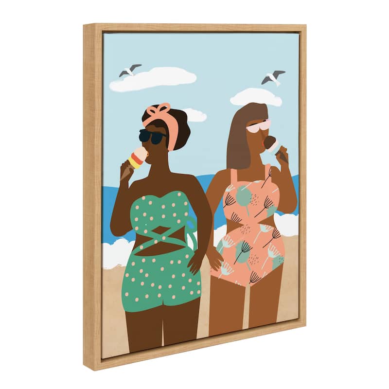 Kate and Laurel Sylvie Ice cream Framed Canvas by Queenbe Monyei