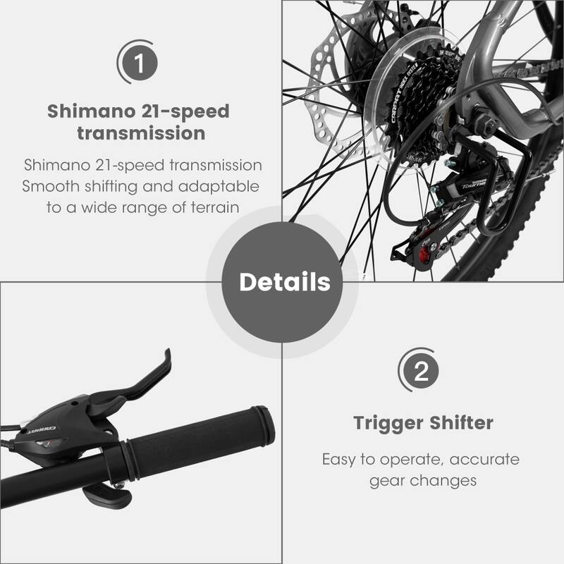 27in Mountain Bike 21 Speeds with Suspension Fork and Aluminum Frame Disc-Brake for Adlut