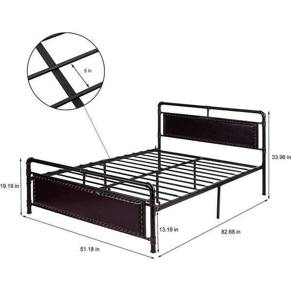 MidCentury Full/Queen Platform Metal Iron Bed Frame Bed Bath