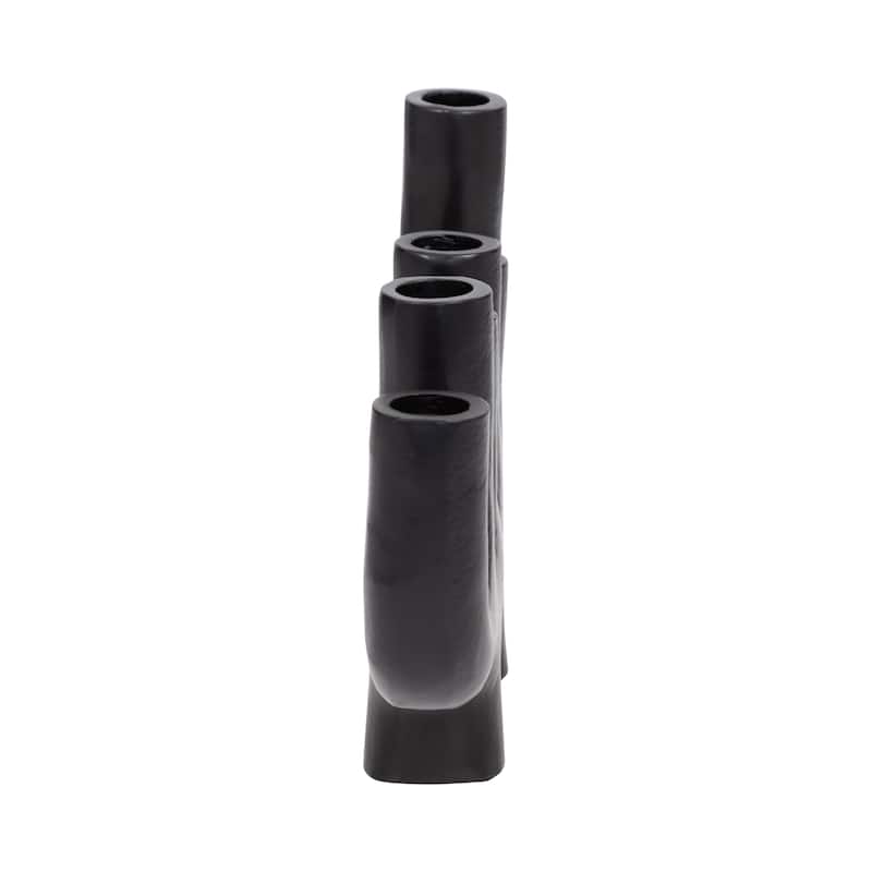 Sagebrook Home Aluminum and Suar Wood 13-Inch 6 Taper Candelabra Black - Elegant Candle Holders - 13" x 2" x 7"