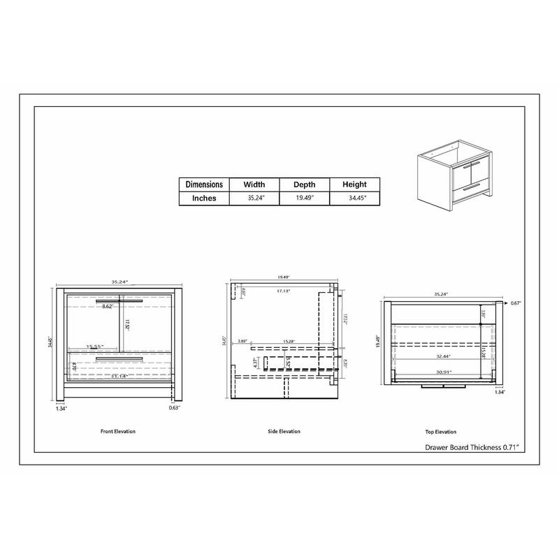 Dove 36'' Freestanding Vanity with Reinforced Acrylic Sink