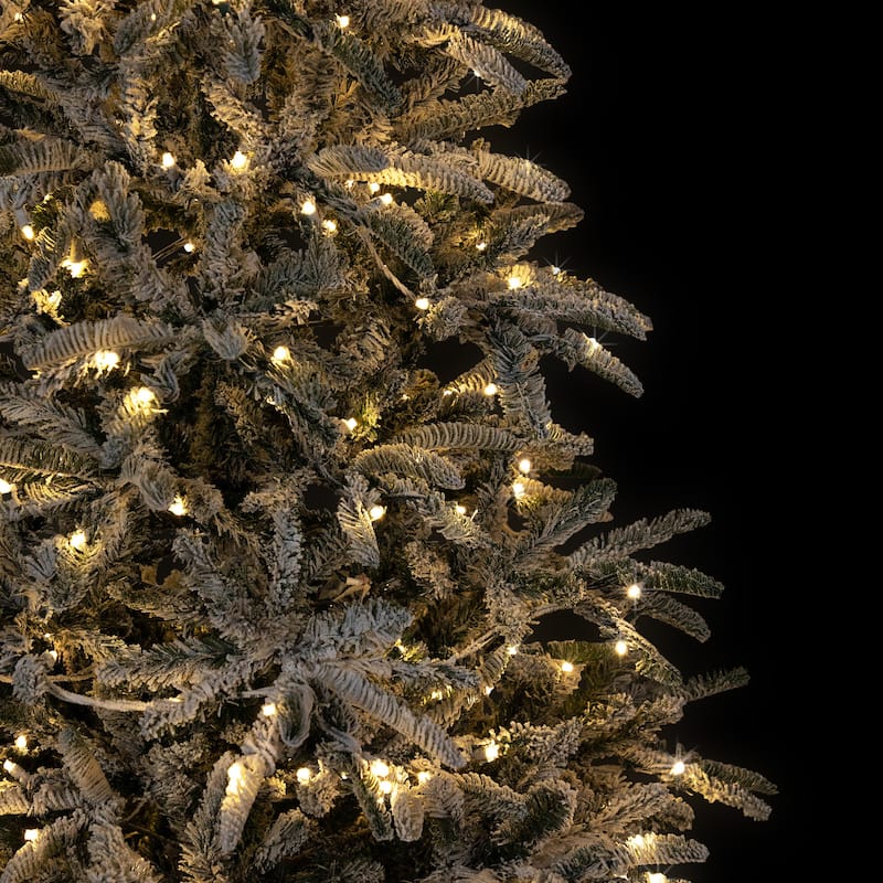 7.5' Slim Nordmann Fir Flocked Artificial Tree Warm Clear LED - 7.5 Foot