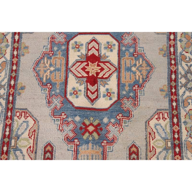 Grey Kazak Oriental Accent Rug Handmade Wool Carpet - 3'1"x 4'10"