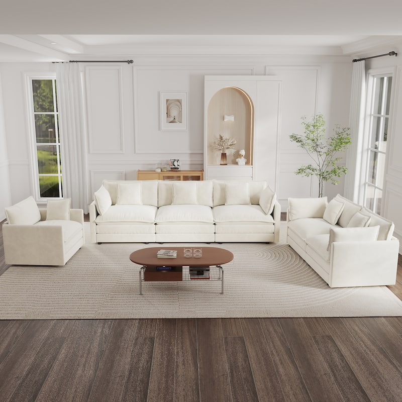Cloud Chenille Upholstered Modular Sectional Sofa with DIY Combination Design