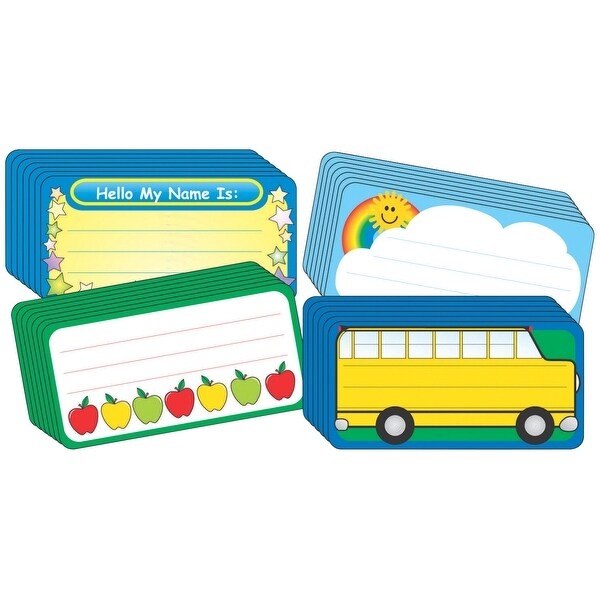 Shop Creative Shapes Name Tags/Labels, 1-5/8 x 3-1/4 Inches, Assorted Designs, Set of 144 ...
