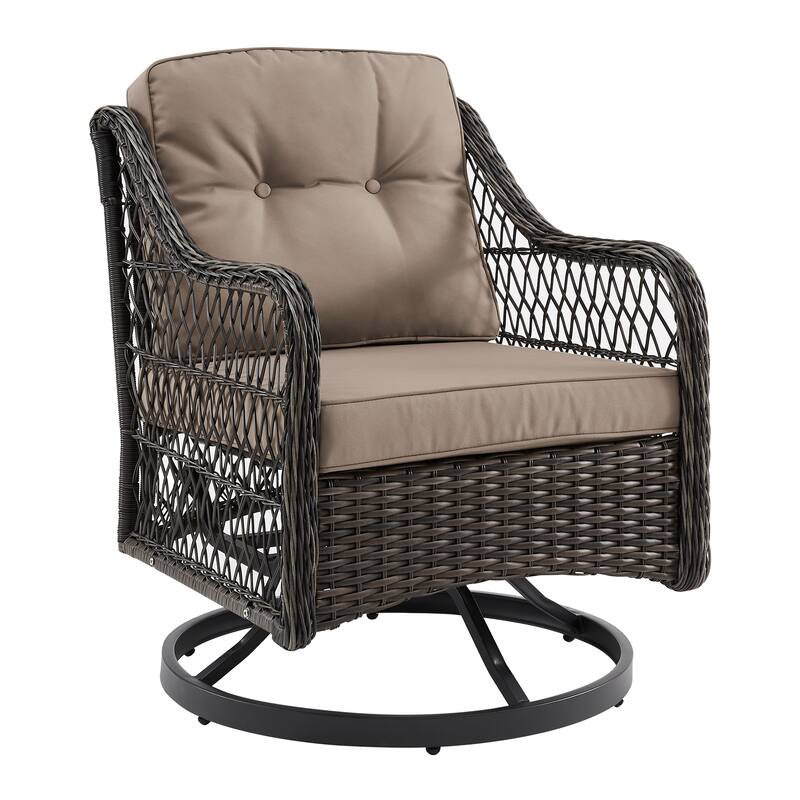 Corvus Vasconia Outdoor Hand-Woven Resin Wicker Swivel Chair - Brown