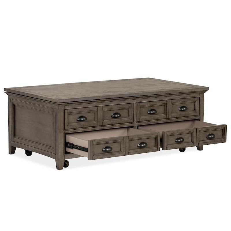 Magnussen Home Paxton Place Dovetail Grey Lift Top Storage Cocktail Table with Casters - 50''W x 28''D x 18''H