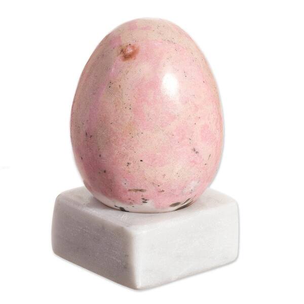 slide 2 of 3, Handmade Cute Egg Rhodonite Gemstone Figurine (Peru) - 1.6" W x 2.4" H