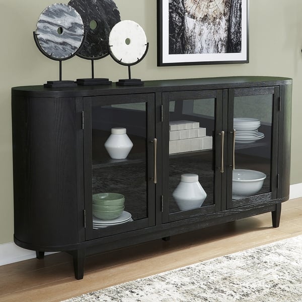 slide 2 of 15, Signature Design by Ashley Rowanbeck Black/Gray Dining Server - 74.13" W x 17.13" D x 35.13" H 74.13" W x 17.13" D x 35.13" H - Black