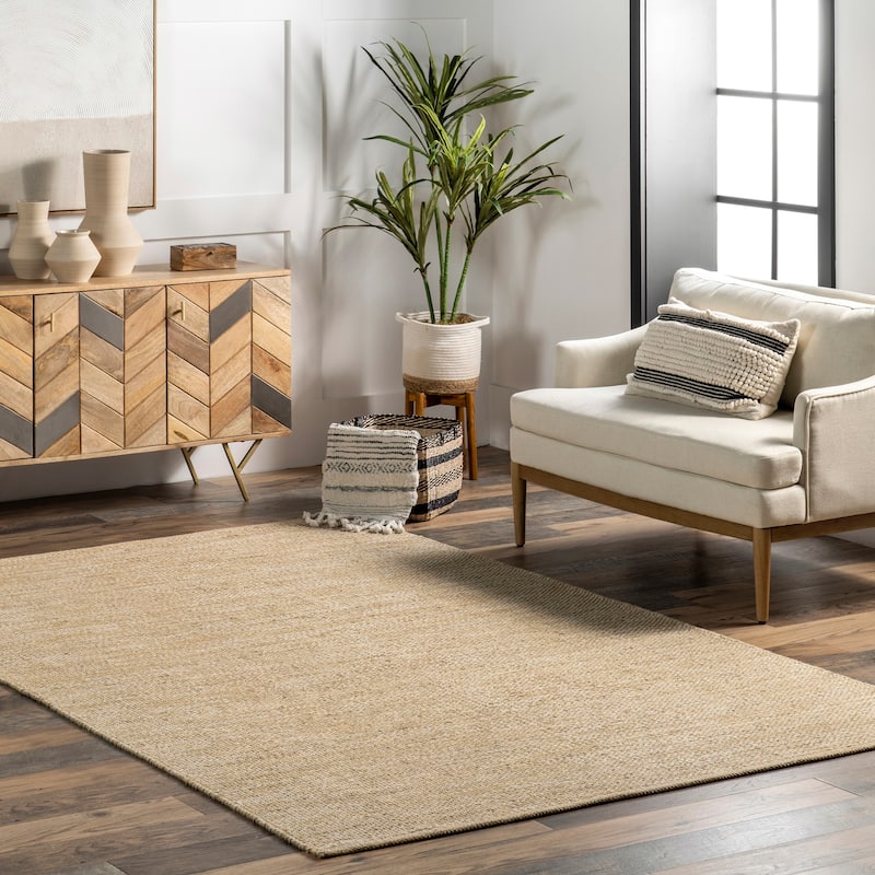 Nuloom Alessi Solid Farmhouse Cotton Area Rug - 7'6" x 9'6" - Tan