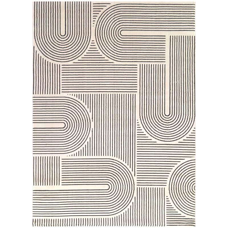 Allington Abstract Modern Area Rug - 5'3" x 7' - Cream - Rectangle