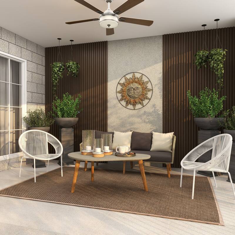 Gray Concrete Inspired Oval End Table Outdoor Accent Table with Brown Tapered Wood Legs