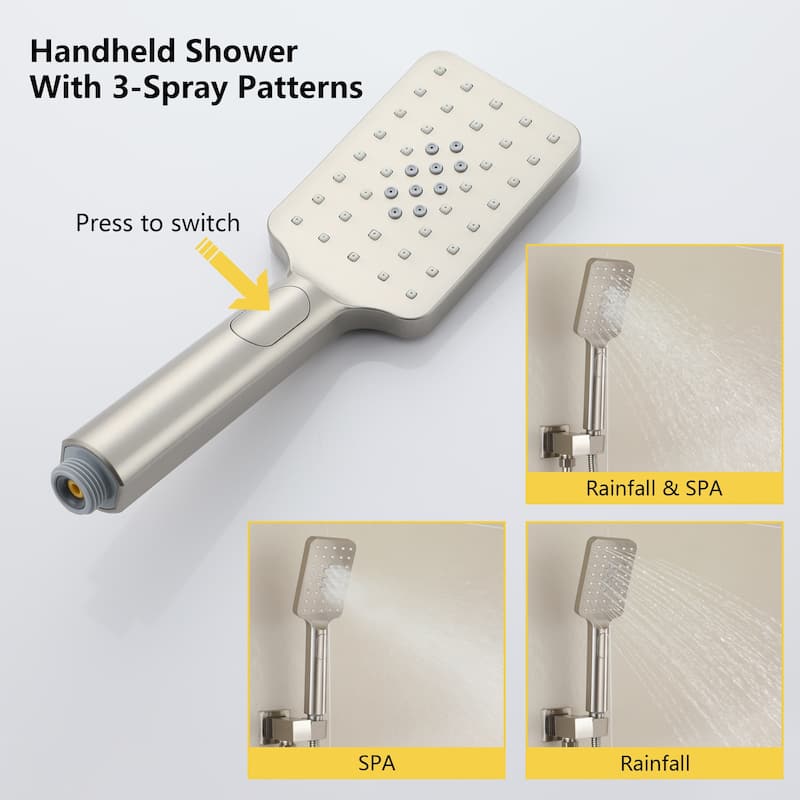 3-Spray Patterns 12 in. Ceiling Mount Pressure Balance Dual Shower Heads