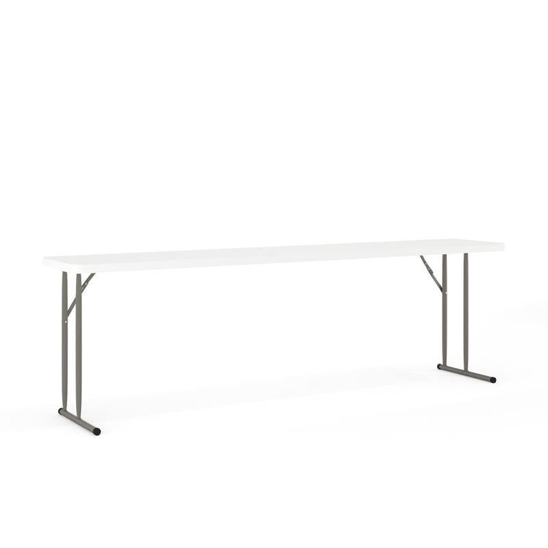 18"W x 96"L Plastic Folding Training Table with Granite White Surface - Granite White