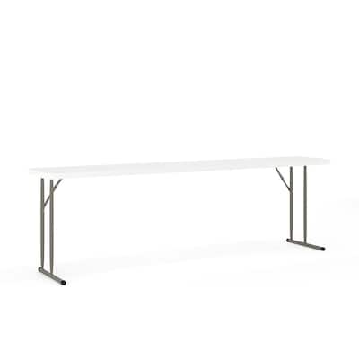 18"W x 96"L Plastic Folding Training Table with Granite White Surface