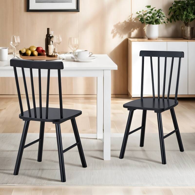 Spindle Back 16" Wide Black Dining Chairs