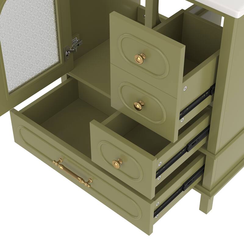 30" Bathroom Vanity with Sink, Free Standing Single Vanity Set with 3 Storage Drawers