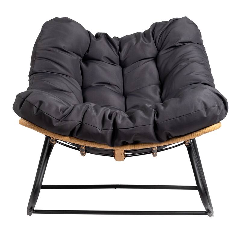 Outdoor Wicker Papasan Chair with Padded Cushion for Patio - 51"D x 30"W x 32"H