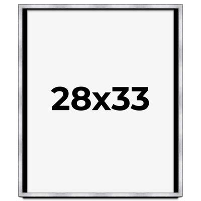 28x33 Shadow Box Frame Silver | 1.375 Inches Deep Real Wood