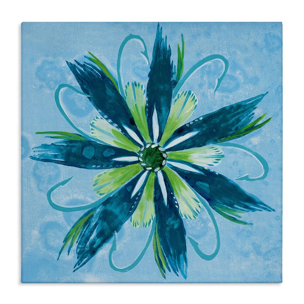 Stupell Blue & Green Abstract Flower Canvas Wall Art Design By Liz Jardine