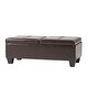 preview thumbnail 3 of 11, Merrill Chocolate Brown Leather Storage Ottoman by Christopher Knight Home