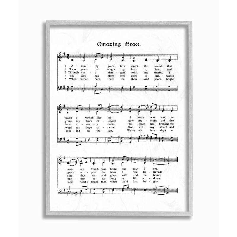 Stupell Amazing Grace Vintage Sheet Music Framed Giclee Texture Art