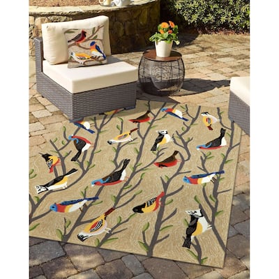 Liora Manne Frontporch Birds Indoor/Outdoor Rug Multi 5'X7'6"