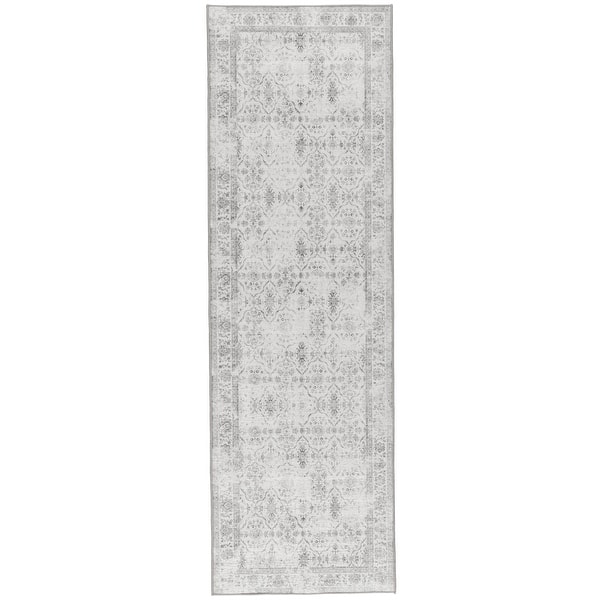 Shop Realife Machine Washable Rug Vintage Distressed Trellis Ivory Grey 2 6 X 8 2 6 X 8 Overstock 32053819