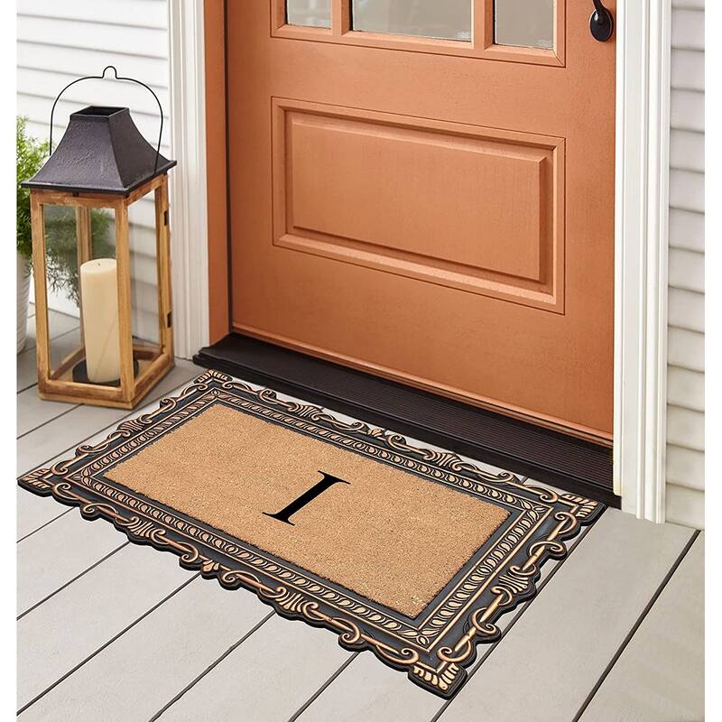 A1HC First Impression Carson Rubber and Coir 24" X 36", Heavy Duty, Easy to Clean Outdoor Monogrammed Doormat